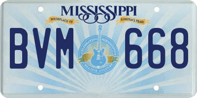 MS license plate BVM668