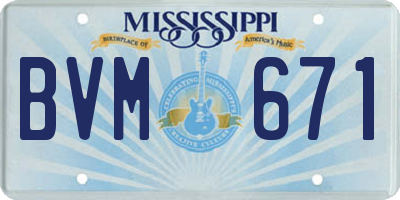 MS license plate BVM671