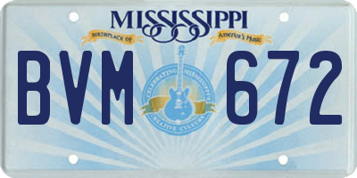 MS license plate BVM672