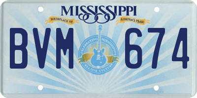 MS license plate BVM674