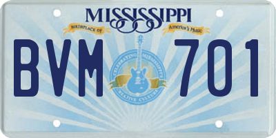 MS license plate BVM701