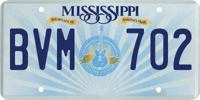 MS license plate BVM702