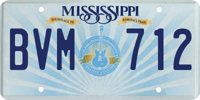 MS license plate BVM712