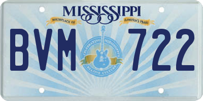 MS license plate BVM722