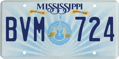 MS license plate BVM724