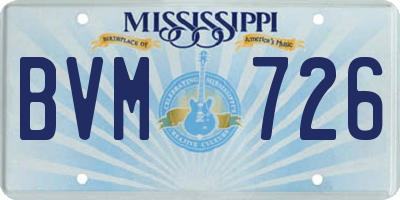MS license plate BVM726