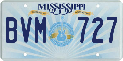 MS license plate BVM727