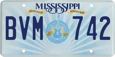 MS license plate BVM742