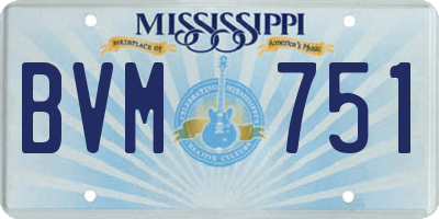 MS license plate BVM751