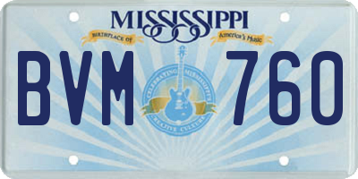 MS license plate BVM760