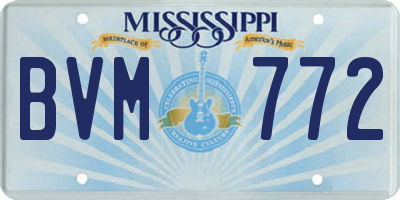 MS license plate BVM772
