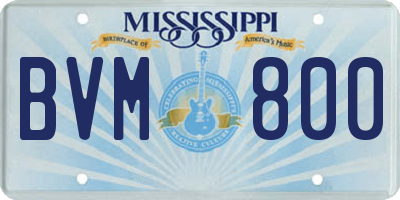 MS license plate BVM800