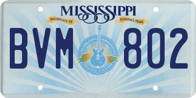 MS license plate BVM802