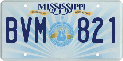 MS license plate BVM821