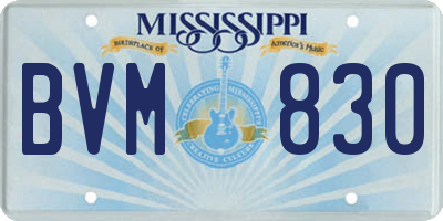 MS license plate BVM830