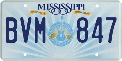 MS license plate BVM847