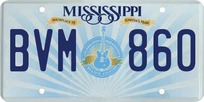 MS license plate BVM860