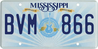 MS license plate BVM866