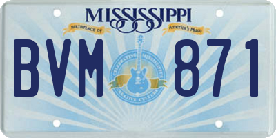 MS license plate BVM871