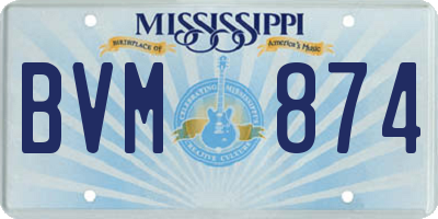 MS license plate BVM874