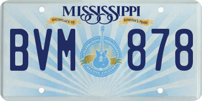 MS license plate BVM878