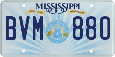 MS license plate BVM880