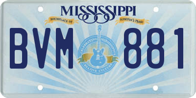 MS license plate BVM881