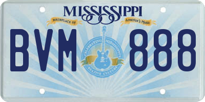 MS license plate BVM888