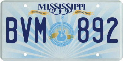 MS license plate BVM892