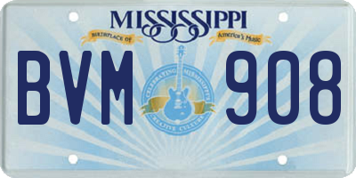 MS license plate BVM908