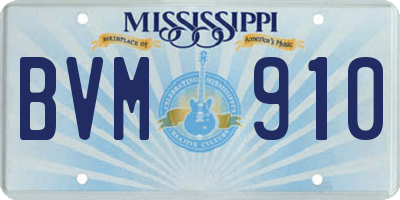 MS license plate BVM910