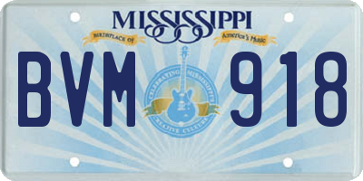 MS license plate BVM918