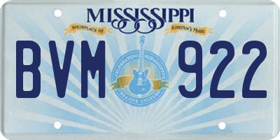 MS license plate BVM922