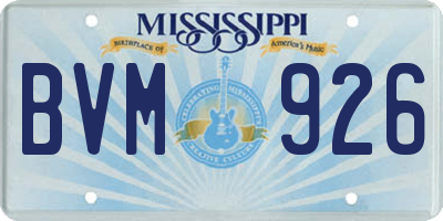 MS license plate BVM926