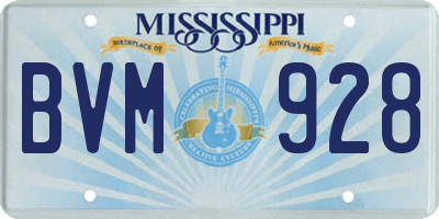 MS license plate BVM928