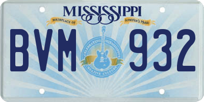MS license plate BVM932