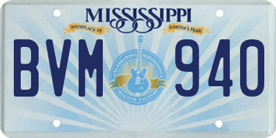 MS license plate BVM940