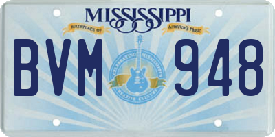 MS license plate BVM948