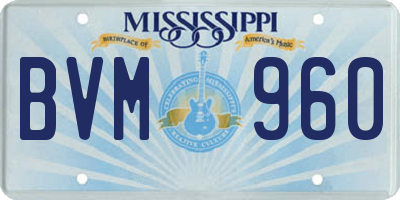 MS license plate BVM960