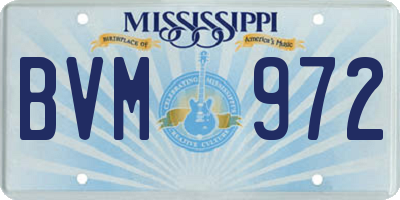 MS license plate BVM972