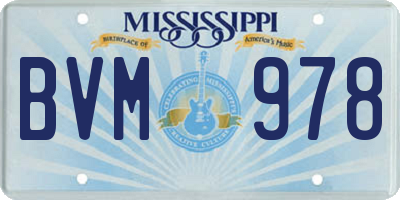 MS license plate BVM978