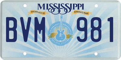 MS license plate BVM981