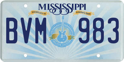 MS license plate BVM983