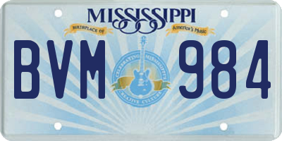 MS license plate BVM984
