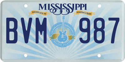 MS license plate BVM987