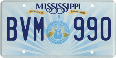 MS license plate BVM990