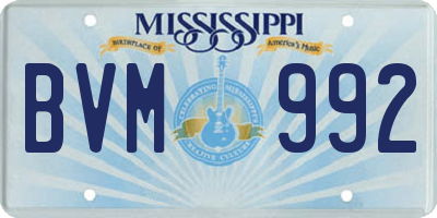 MS license plate BVM992
