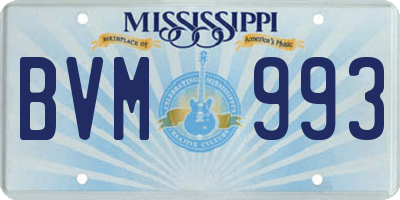 MS license plate BVM993