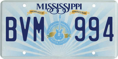 MS license plate BVM994