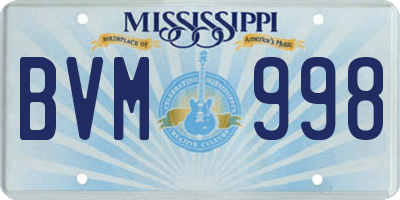 MS license plate BVM998